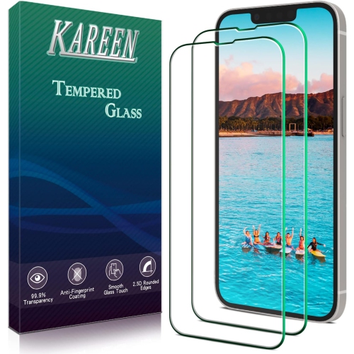 [Paquet de 2] Protecteur d'écran pour iPhone 13 Pro Max de 6,7 po en verre trempé HD, antirayure, sans bulles, Étui