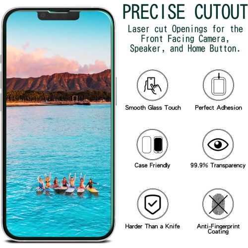 [Paquet de 2] Protecteur d'écran pour iPhone 13 Pro Max de 6,7 po en verre trempé HD, antirayure, sans bulles, Étui