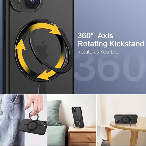 for iPhone 14 Plus Case Compatible with MagSafe, Magnetic Kickstand iPhone 14 Plus Case Transparent Cover