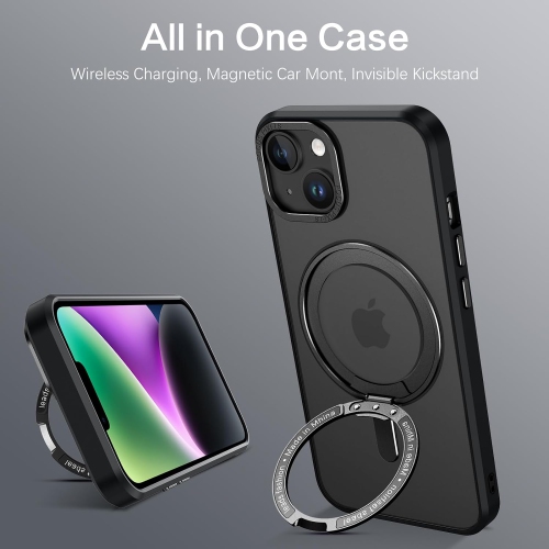 for iPhone 14 Plus Case Compatible with MagSafe, Magnetic Kickstand iPhone 14 Plus Case Transparent Cover