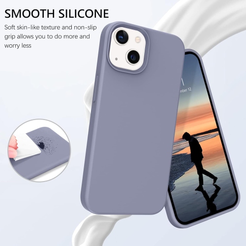 Case for iPhone 13 6.1 Inch Liquid Silicone Soft Gel Rubber Slim Thin Microfiber Lining Cushion Texture Cover
