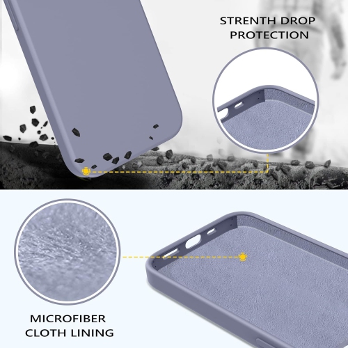 Case for iPhone 13 6.1 Inch Liquid Silicone Soft Gel Rubber Slim Thin Microfiber Lining Cushion Texture Cover