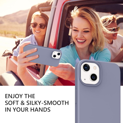 Case for iPhone 13 6.1 Inch Liquid Silicone Soft Gel Rubber Slim Thin Microfiber Lining Cushion Texture Cover