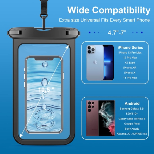 Large Universal Waterproof Case,2 Pack Waterproof Phone Pouch Dry Bags Compatible with iPhone 14 Pro