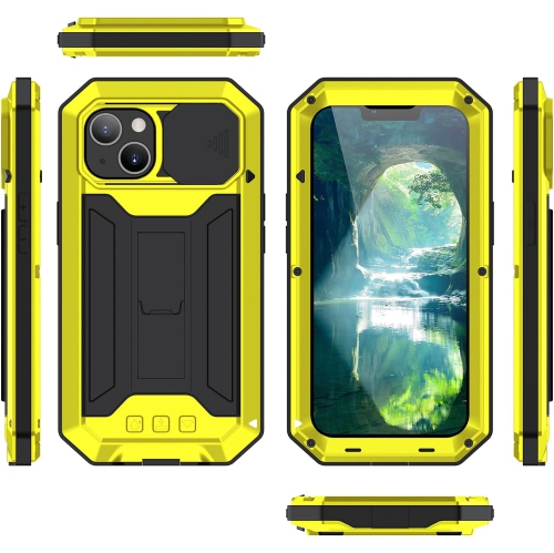 for iPhone 13 Case,Shockproof Hard Case Aluminum Metal Gorilla Glass Military Heavy Duty Sturdy Protector Cover