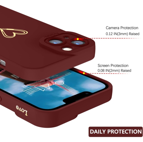 iPhone 13 Case, iPhone 13 Phone Case Cute Plated Love Heart Cover for Women Girls Slim Thin Lightweight