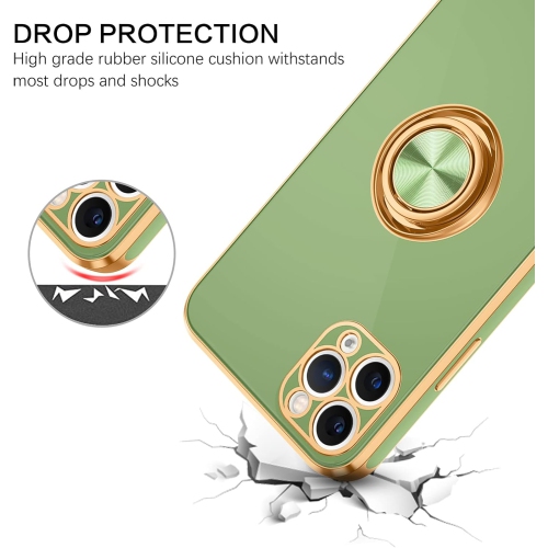 iPhone 11 Pro Case, iPhone 11 Pro Phone Case Ring Holder Edge Plating Rotation Kickstand Soft Silicone TPU