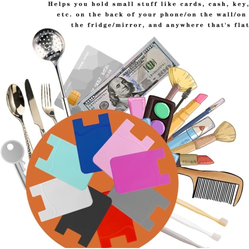 Adhesive Phone Wallet Card Holder for Phone Case, Silicone Credit Business ID Cards Pocket on Back of iPhone, Android