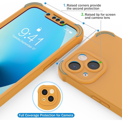 for iPhone 13 Mini Case with [2 Tempered Glass Screen Protector],Shockproof Flexible Silicone Back Case