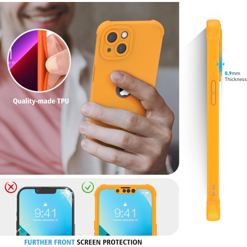 for iPhone 13 Mini Case with [2 Tempered Glass Screen Protector],Shockproof Flexible Silicone Back Case