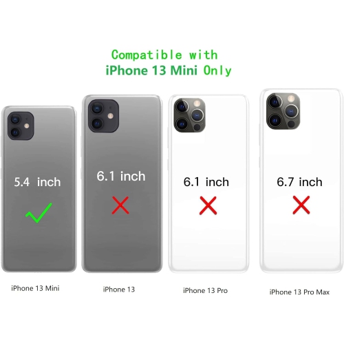 Crossbody Wallet for iPhone 13 Mini Case with Adjustable Lanyard Strap Credit Card Holder 5.4",PU Leather Zipper