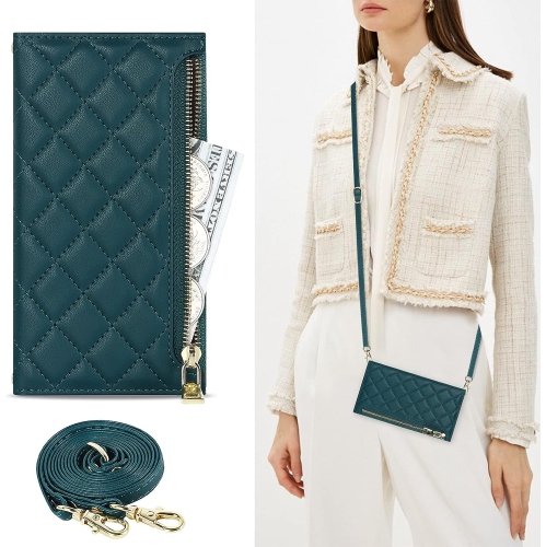 Crossbody Wallet for iPhone 13 Mini Case with Adjustable Lanyard Strap Credit Card Holder 5.4",PU Leather Zipper