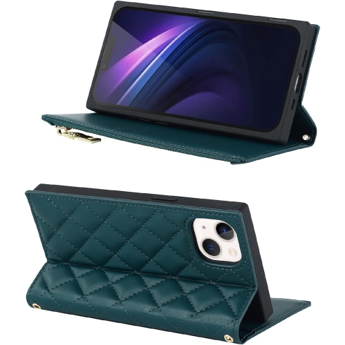 Crossbody Wallet for iPhone 13 Mini Case with Adjustable Lanyard Strap Credit Card Holder 5.4",PU Leather Zipper