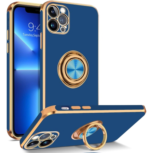 GENERIC  Iphone 13 Pro Max Case, Iphone 13 Pro Max Phone Case Ring Holder Plating Rotation Kickstand Soft Silicone Tpu