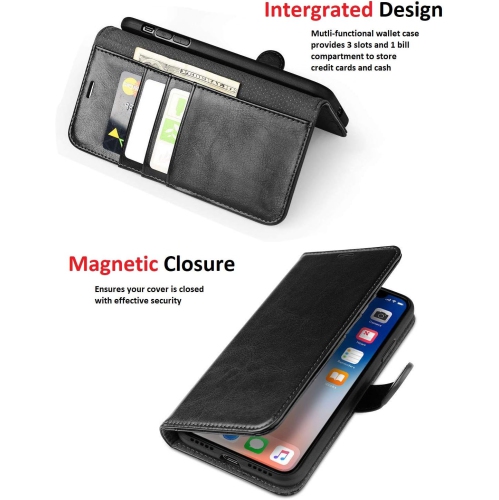 [Leather Wallet] Case for iPhone 7/8 / SE 2020/2022 [2nd/3rd Gen], Folio Flip Kickstand TPU [Magnetic Closure]