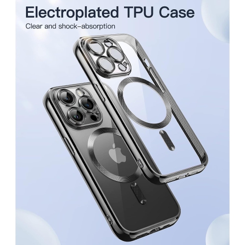 Étui électroplaqué pour iPhone 14 Pro de 6,1 po, objectif de caméra protection complète,