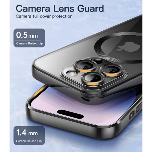 Étui électroplaqué pour iPhone 14 Pro de 6,1 po, objectif de caméra protection complète,