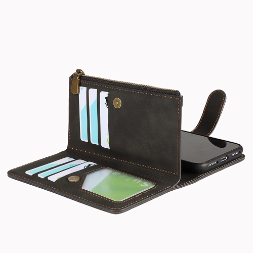 for iPhone X/iPhone Xs Wallet Case,2 in 1 Detachable Flip Wallet Case with Zipper [Premium Leather][6 Card