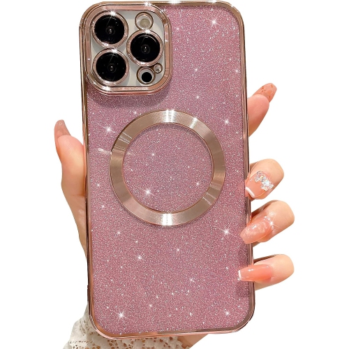 GENERIC  Compatible With Iphone 13 Pro Max Magnetic Glitter Case, Luxury Plating Cute Bling Clear Phone Case