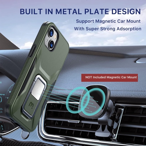 MYBAT Pro conçu pour les étuis iPhone 13 avec support, 6,1&nbsp;po, série antichoc Stealth, Support magnétique pour l'auto,