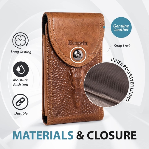 Genuine Leather Cell Phone Pouch for iPhone 12 Pro Max Belt Case with Belt Clip Loop, Men Belt Holder