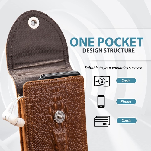 Genuine Leather Cell Phone Pouch for iPhone 12 Pro Max Belt Case with Belt Clip Loop, Men Belt Holder