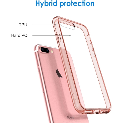 Case for iPhone 8 Plus and iPhone 7 Plus Bumper Cover Shock-Absorption Anti-Scratch Clear Back, Rose