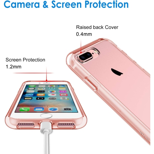 Case for iPhone 8 Plus and iPhone 7 Plus Bumper Cover Shock-Absorption Anti-Scratch Clear Back, Rose