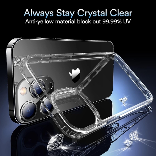 Crystal Clear Case Compatible with iPhone 13 Pro Max Case, Non-Yellowing Protective Shockproof Slim Thin Phone