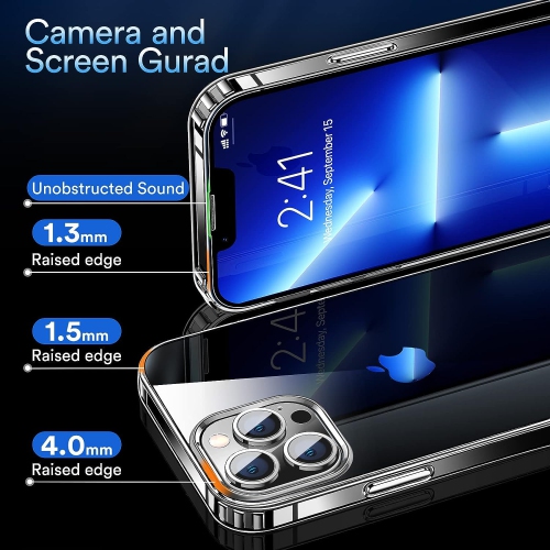 Crystal Clear Case Compatible with iPhone 13 Pro Max Case, Non-Yellowing Protective Shockproof Slim Thin Phone