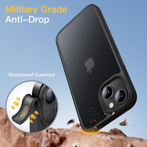Étui mat pour iPhone 13 Mini 5,4 po, protection antichoc de qualité militaire contre les chutes, dos givré translucide