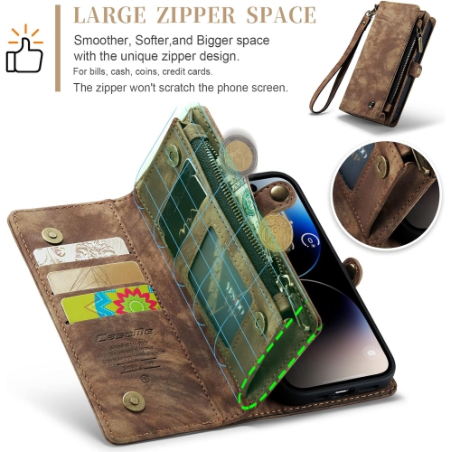 Case for iPhone 14 Pro, Wallet Case w/Magnetic Detachable Cover [11 Card Slots] Clutch Wallet w/Wristlets Money