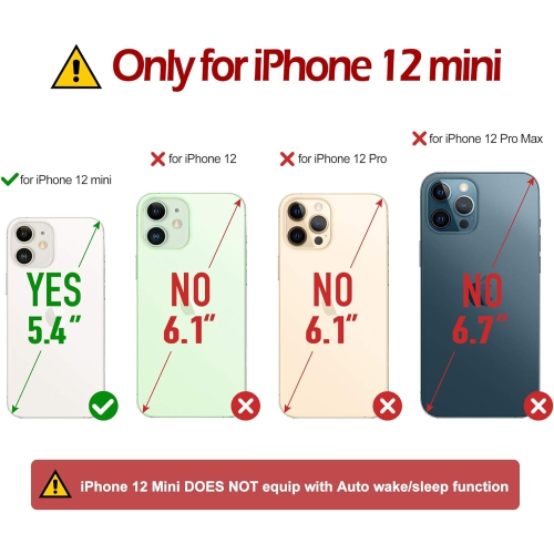 iPhone 12 Mini Case, iPhone 12 Mini Wallet Case with RFID Blocking Card Slot Kickstand Magnetic Clasp Closure TPU