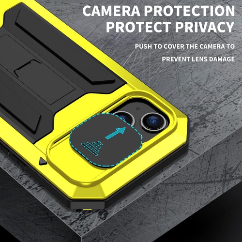 for iPhone 14 Case,Shockproof Hard Case Aluminum Metal Gorilla Glass Military Heavy Duty Sturdy Protector Cover