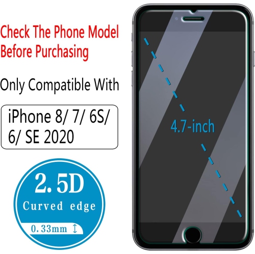 [Paquet de 2] Protecteur d'écran pour iPhone SE 3, verre trempé iPhone SE 2 (2020), compatible avec les étuis,