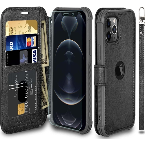 GENERIC  Wallet Case for Iphone 12/iphone12 Pro 4G for Women And Men, Rfid Flip Leather Cover With Wrist Supports