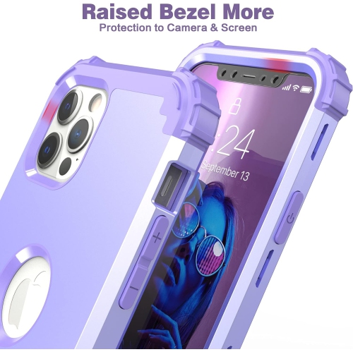iPhone 12 Pro Max Case with Tempered Glass Screen Protector, Hybrid 3 in 1 Shockproof Slim Fit Heavy Duty