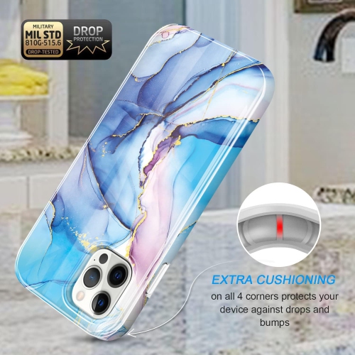 Gold Glitter Sparkle Case Compatible with iPhone 12 and iPhone 12 Pro 6.1 Inch Marble Design Shockproof Soft