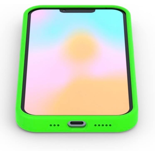 - iPhone 14 Pro Max Case - Stylish Neon Green Silicone Phone Cover - Wireless Charging Compatible, 360°