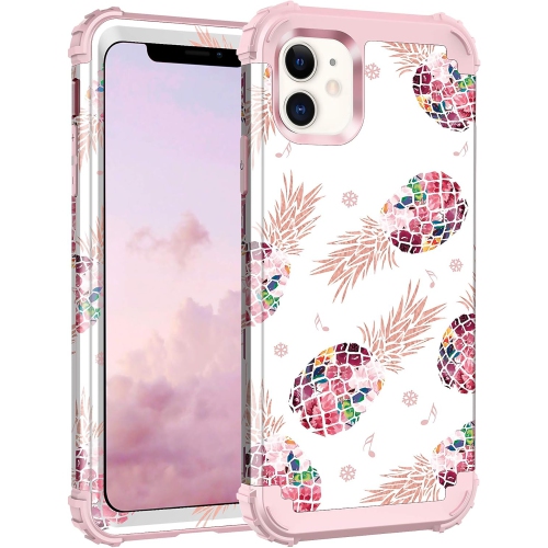 GENERIC  Compatible Iphone 11 Case Floral 3 In 1 Heavy Duty Hybrid Sturdy High Impact Shockproof Protective Cover Case