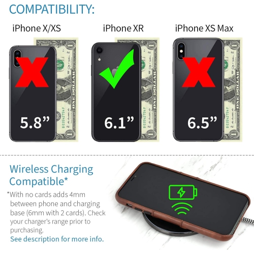 iPhone XR Wallet Case: Built-in Metal Plate for Magnetic Mounting & 2 Credit Card Holders (6.1" Exec M2,