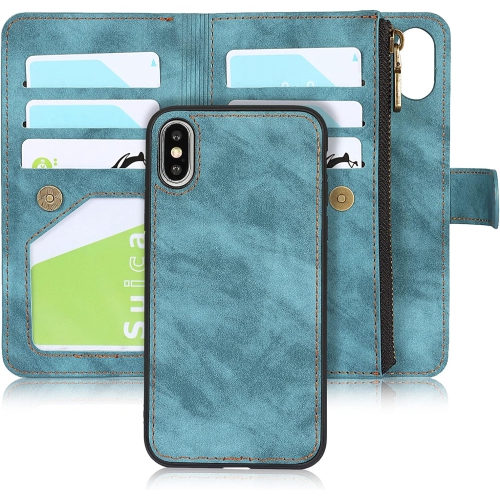 for iPhone X/iPhone Xs Wallet Case,2 in 1 Detachable Flip Wallet Case with Zipper [Premium Leather][6 Card