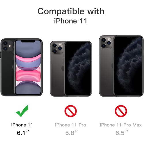 Étui 3-en-1 pour iPhone de 11 6,1 po, paquet de 2 protecteurs d'écran et paquet de 2 protecteurs d'objectif, couverture complète