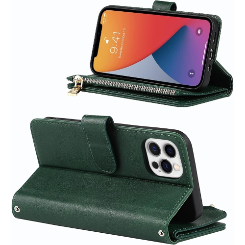 iPhone 12 Pro Phone Case Wallet for Women Men with Credit Card Holder, iPhone 12 Crossbody Case with Strap