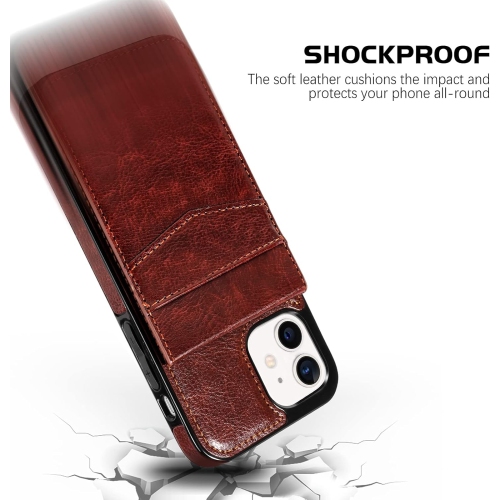 iPhone 12 Wallet Case, iPhone 12 Pro Case with Card Holder Slots PU Leather Kickstand Magnetic Lock Durable