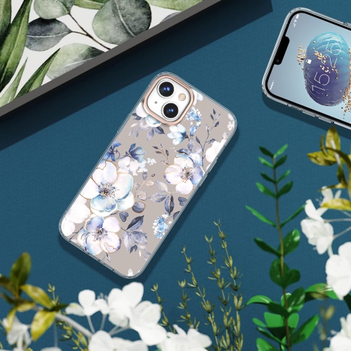 Compatible avec l'étui à fleurs 14 de iPhone, l'étui adorable pour filles, le modèle antichoc à motif floral rigide