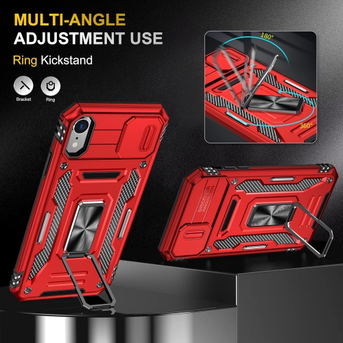 Case for iPhone Xs Max, Slide Camera Protective Case Rotate Ring Kickstand Shockproof Cover Case for iPhone Xs