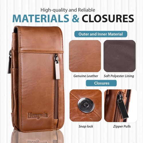 Genuine Leather Cell Phone Holster Compatible with iPhone 13 Pro Max 12 Pro Max 11 Pro Max Holder Case