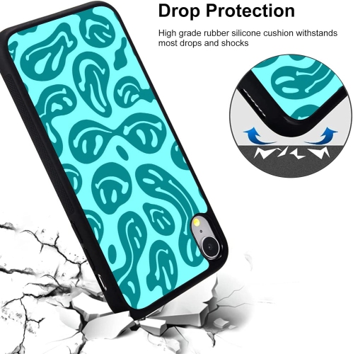 for iPhone 11 Girls Women Cute Case Blue Trippy Smiley Face Print Soft TPU Hard Back Shockproof Anti-Scratch