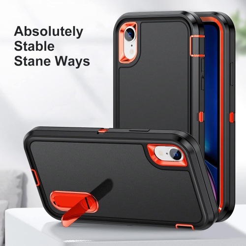 iPhone XR Case with Build-in Kickstand,Heavy Duty Protection Shockproof Anti-Scratch Rugged Slim Fit Protective